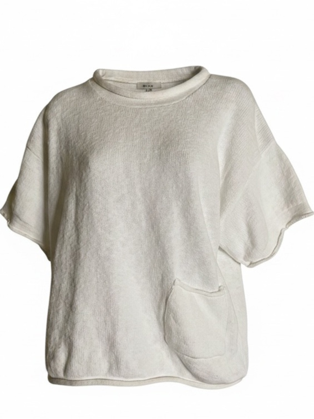 Rolled Neck Sweater Top Textured White 100% Cotton Size ONE SIZE Boxy Relax Fit